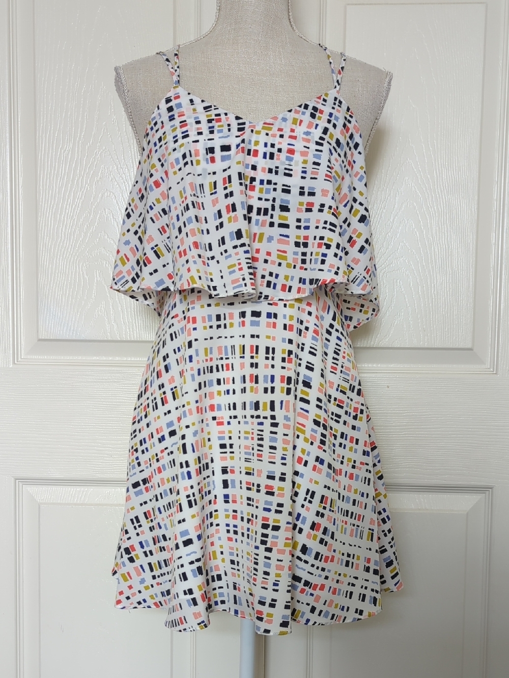 Cece by Cynthia Steffe White Mini Dress with Multicolor Geo Print